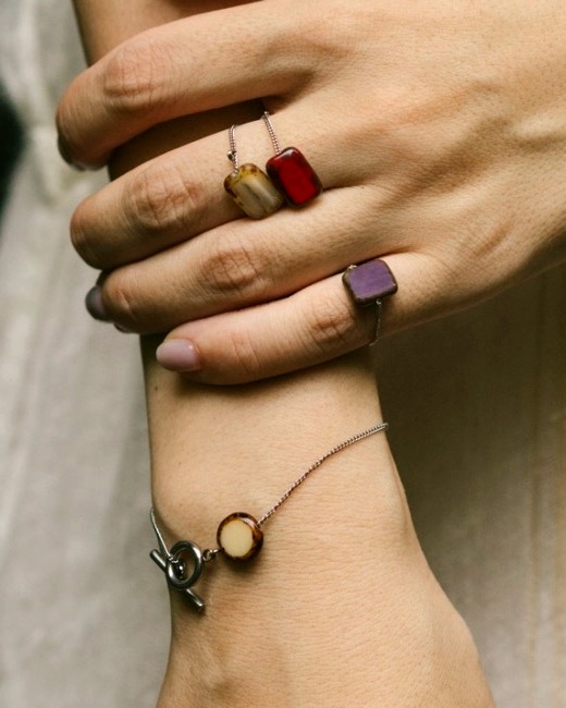 Czech glass accessories — ring and bracelet